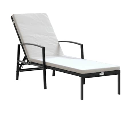 vidaXL liggestole 2 stk. med bord polyrattan sort