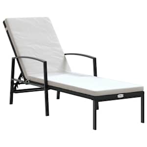 vidaXL liggestole 2 stk. med bord polyrattan sort