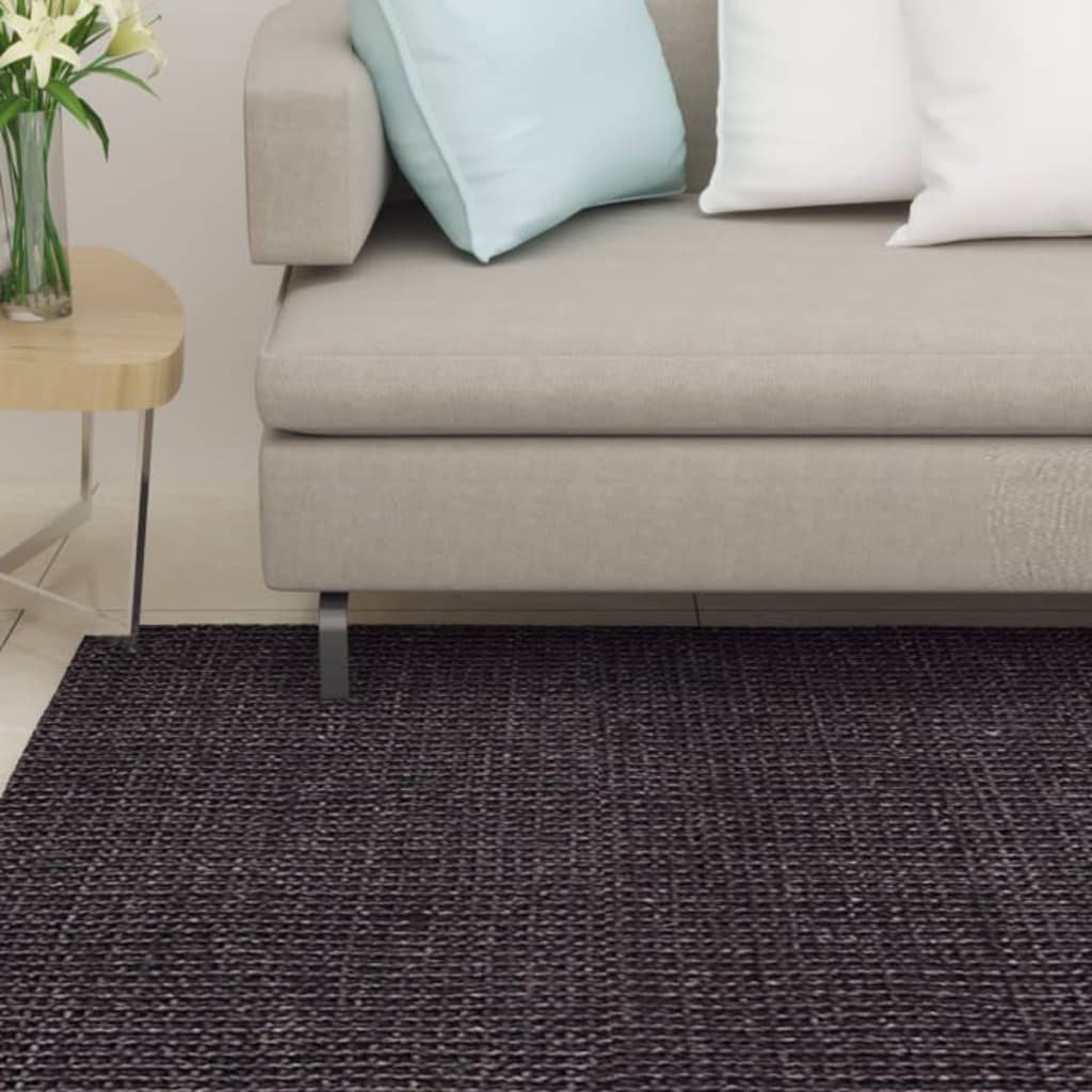 vida XL Teppich Natur Sisal 100x 250 cm Schwarz