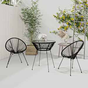 3-delna vrtna jedilna garnitura črna