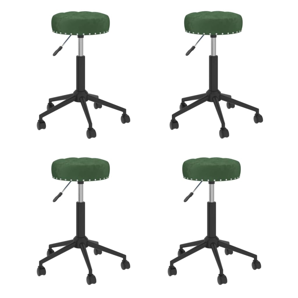 Chaises pivotantes à manger lot de 4 vert foncé velours