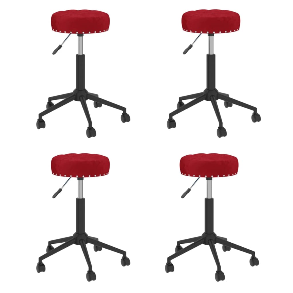 Chaises pivotantes à manger lot de 4 rouge bordeaux velours