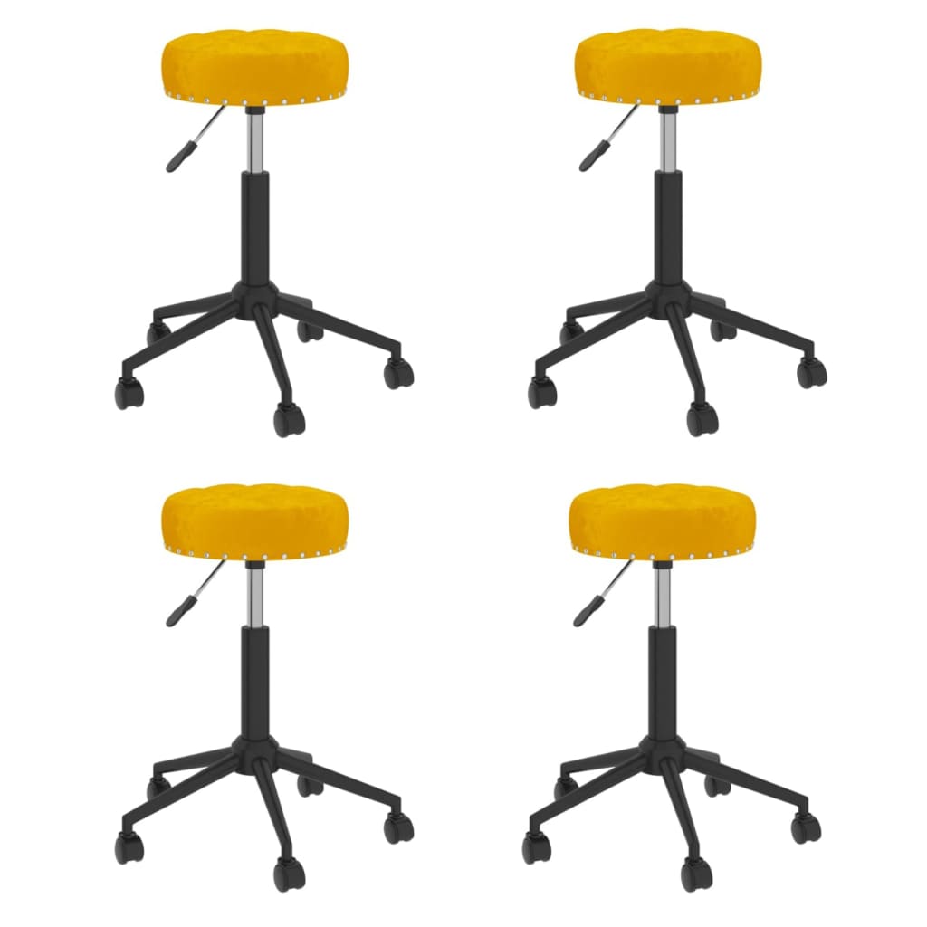 Chaises pivotantes à manger lot de 4 jaune moutarde velours