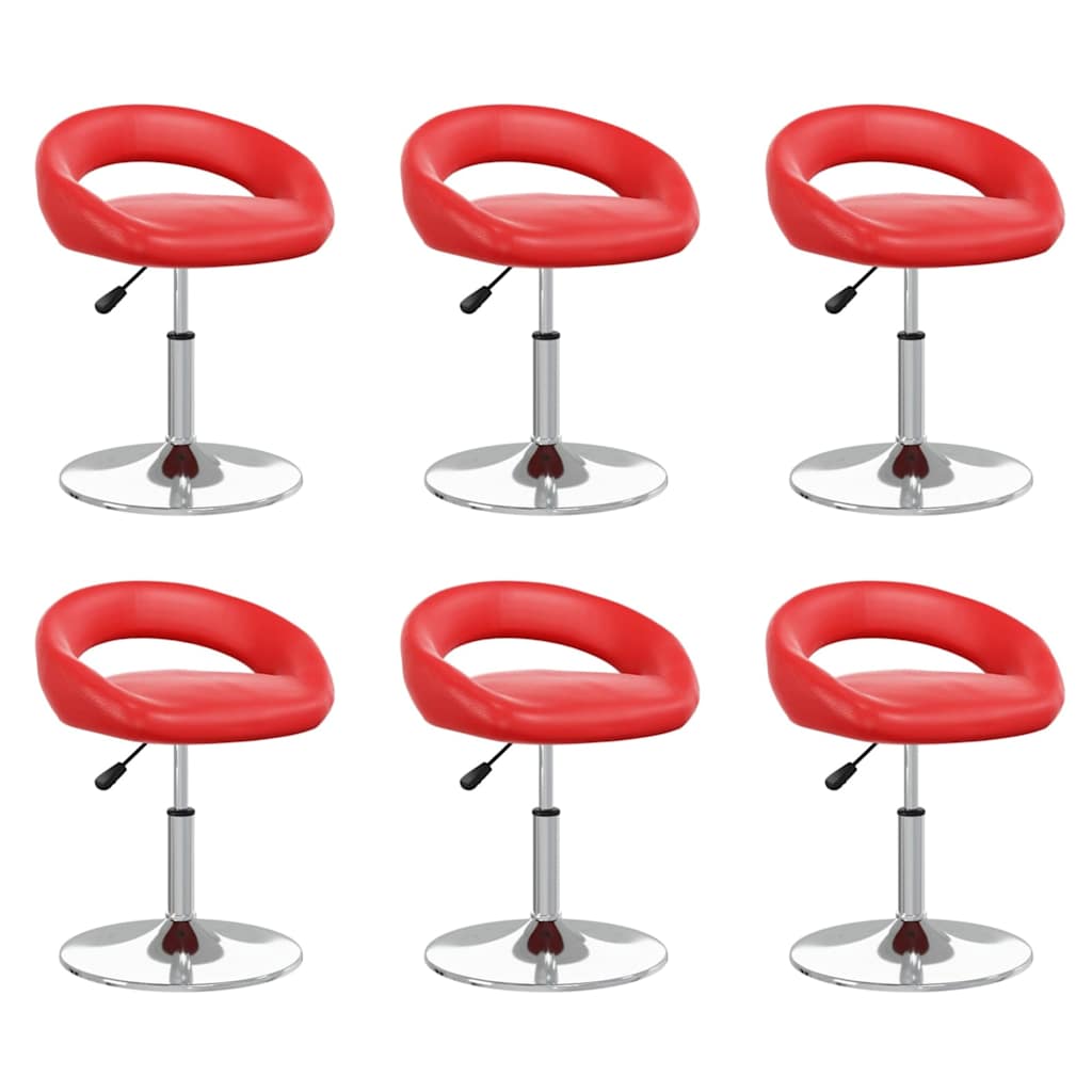 vidaXL Obrotowe krzesła stołowe, 6 szt., czerwone, sztuczna skóra