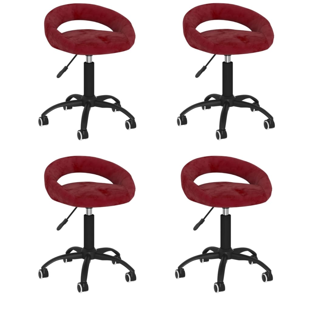 Chaises pivotantes à manger lot de 4 rouge bordeaux velours