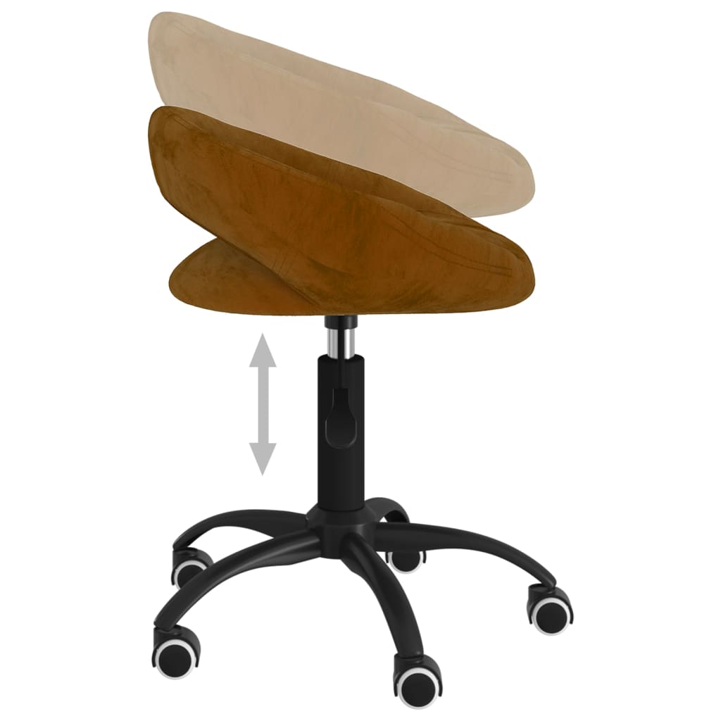 Scaune de sufragerie pivotante 6 buc, maro, catifea