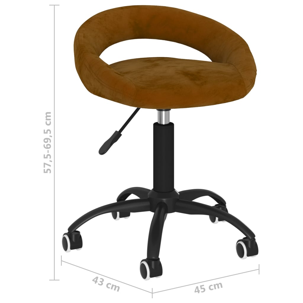 Scaune de sufragerie pivotante 6 buc, maro, catifea