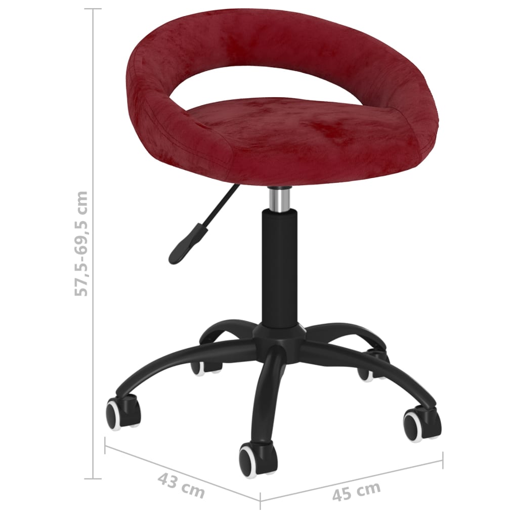 Scaune de sufragerie pivotante 6 buc, roșu vin, catifea