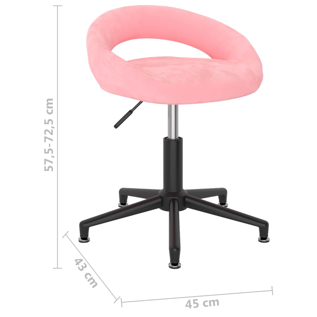 Scaune de sufragerie pivotante 6 buc, roz, catifea
