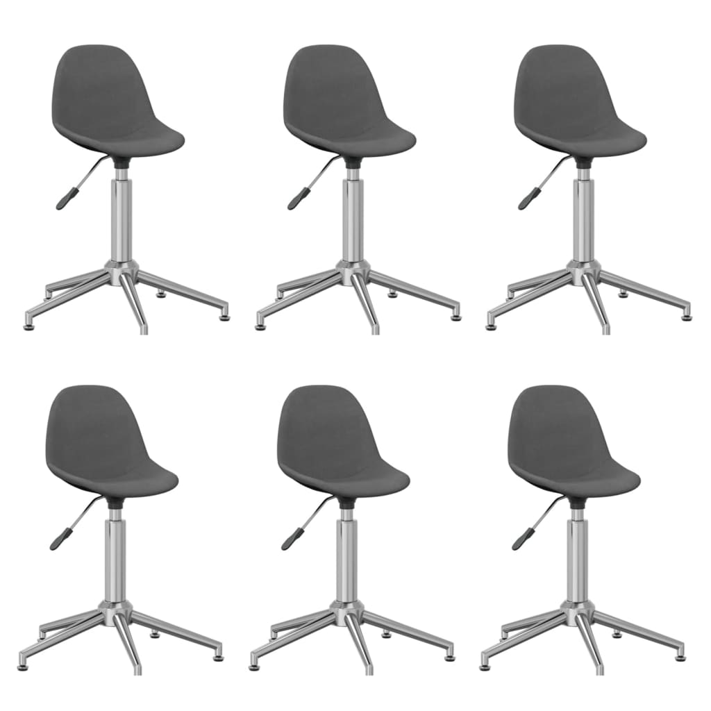 Chaises pivotantes à manger lot de 6 Gris foncé Tissu