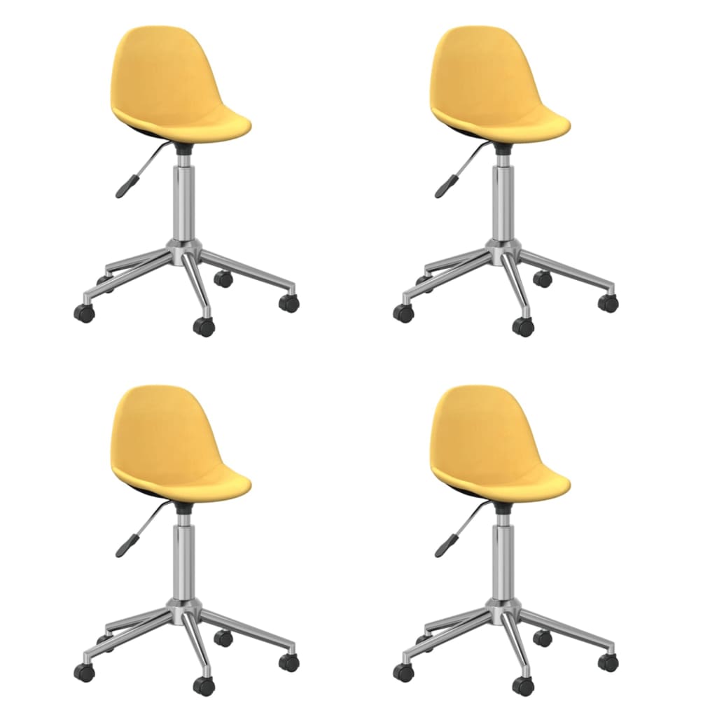 Chaises pivotantes à manger lot de 4 jaune tissu