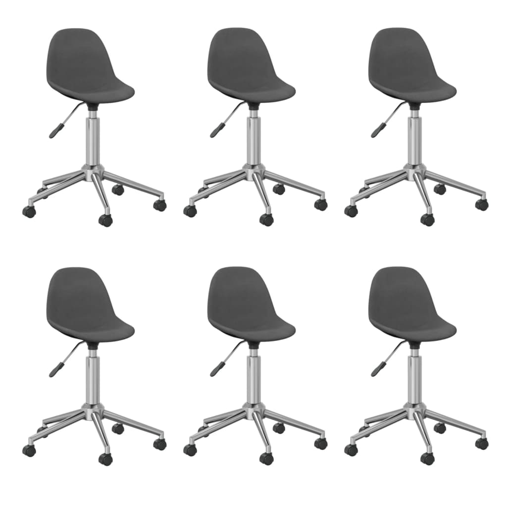 Chaises pivotantes à manger lot de 6 Gris foncé Tissu