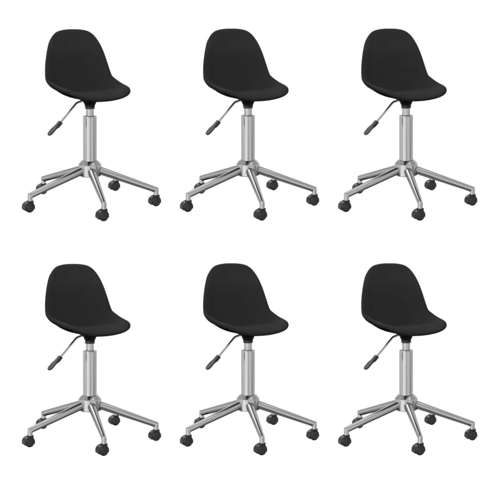 3086068 Swivel Dining Chairs 6 pcs Black Fabric (3x333471)