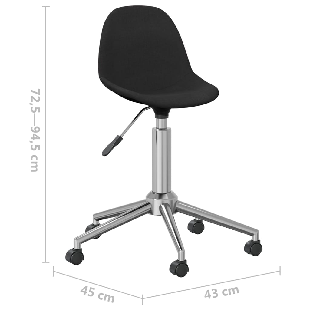 Scaune de bucătărie pivotante, 6 buc., negru, material textil