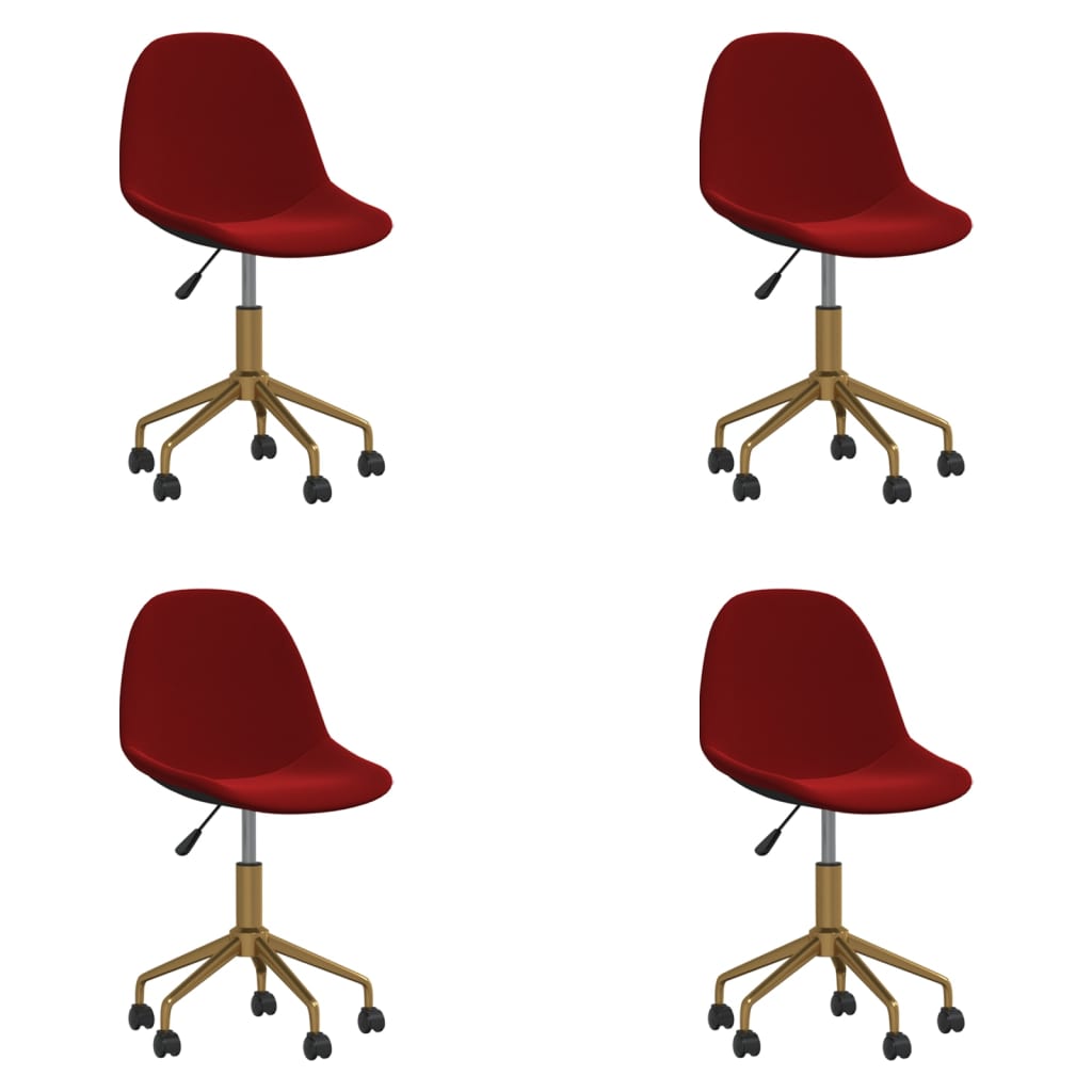 Chaises à dîner pivotantes 4 pcs Rouge bordeaux Velours