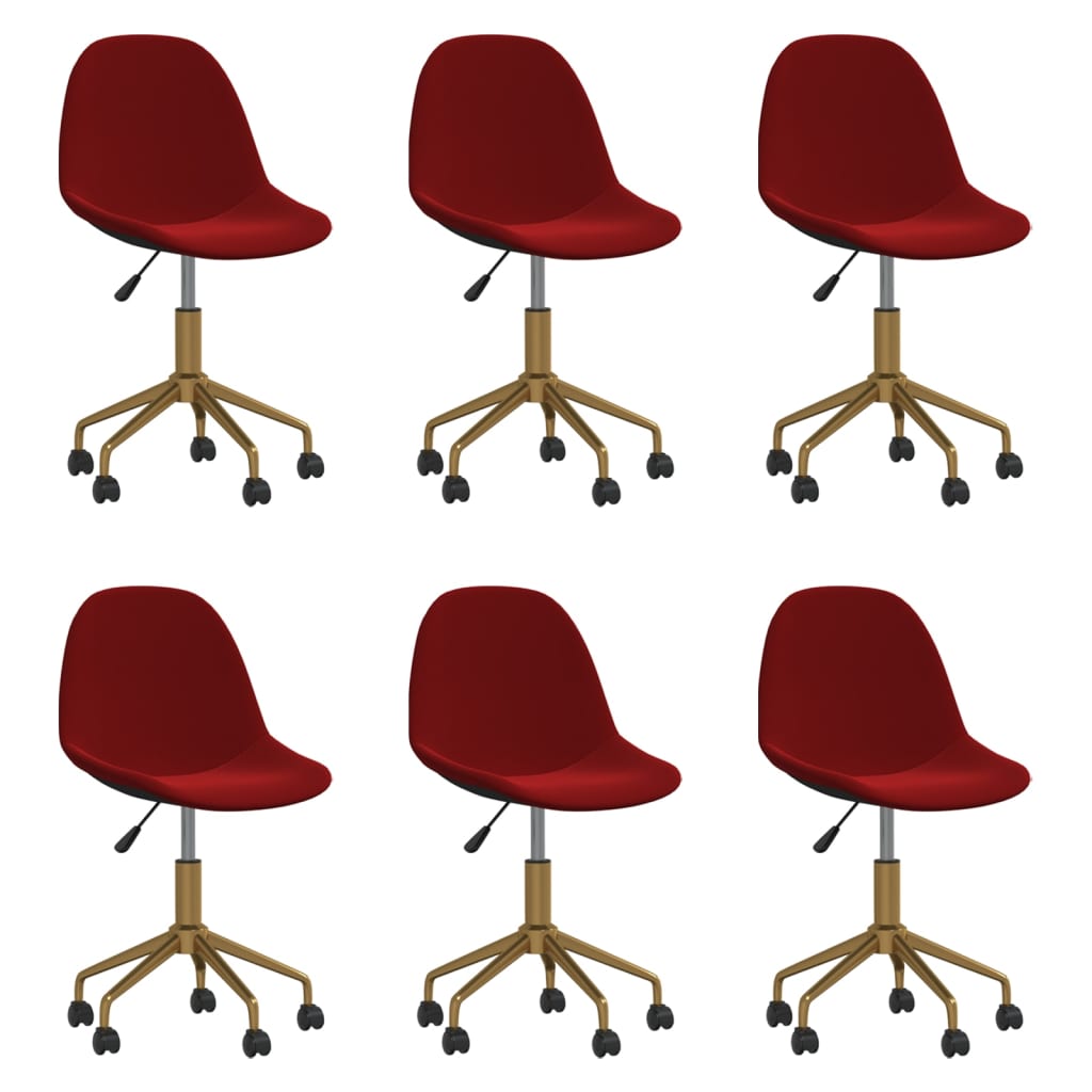 3086111 Swivel Dining Chairs 6 pcs Wine Red Velvet(3x333501)