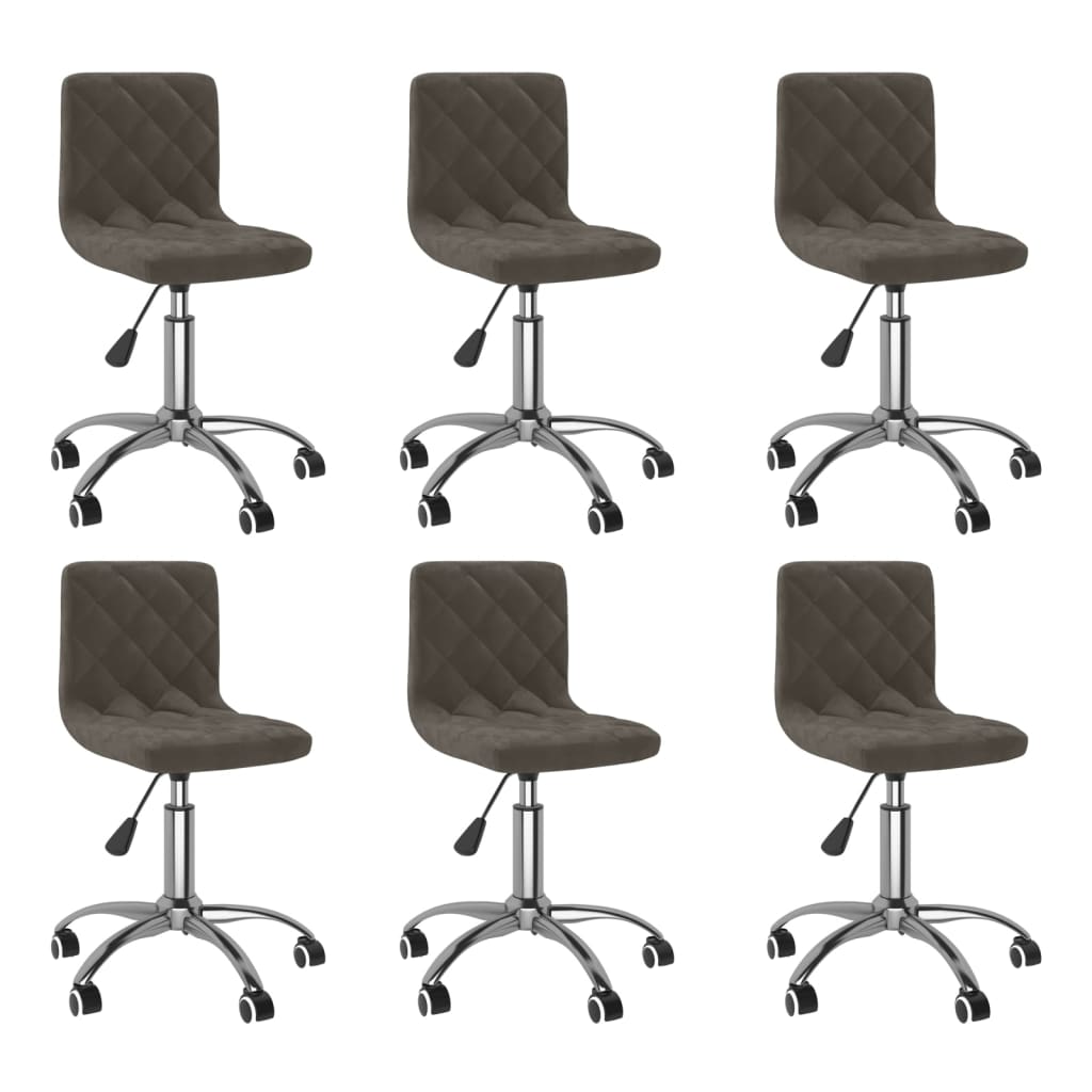 vidaXL Otočné jídelní židle 6 ks tmavě šedé samet