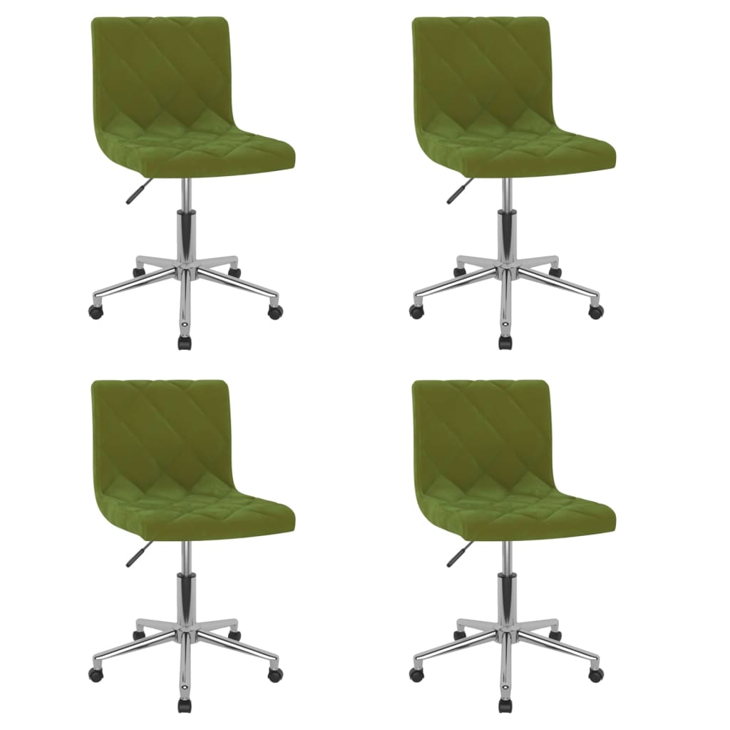 Chaises pivotantes à manger lot de 4 vert clair velours
