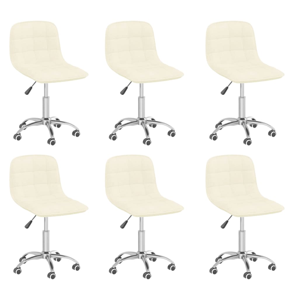 vidaXL Cadeiras de jantar giratórias 6 pcs tecido cor creme