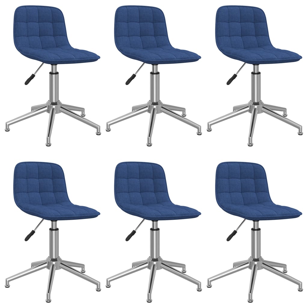 Chaises pivotantes à manger lot de 6 bleu tissu