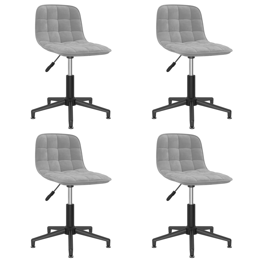 Chaises à dîner pivotantes 4 pcs Gris clair Velours