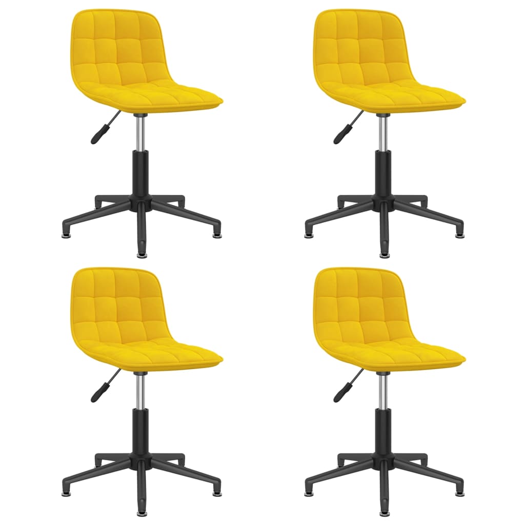Chaises à dîner pivotantes 4 pcs Jaune Velours
