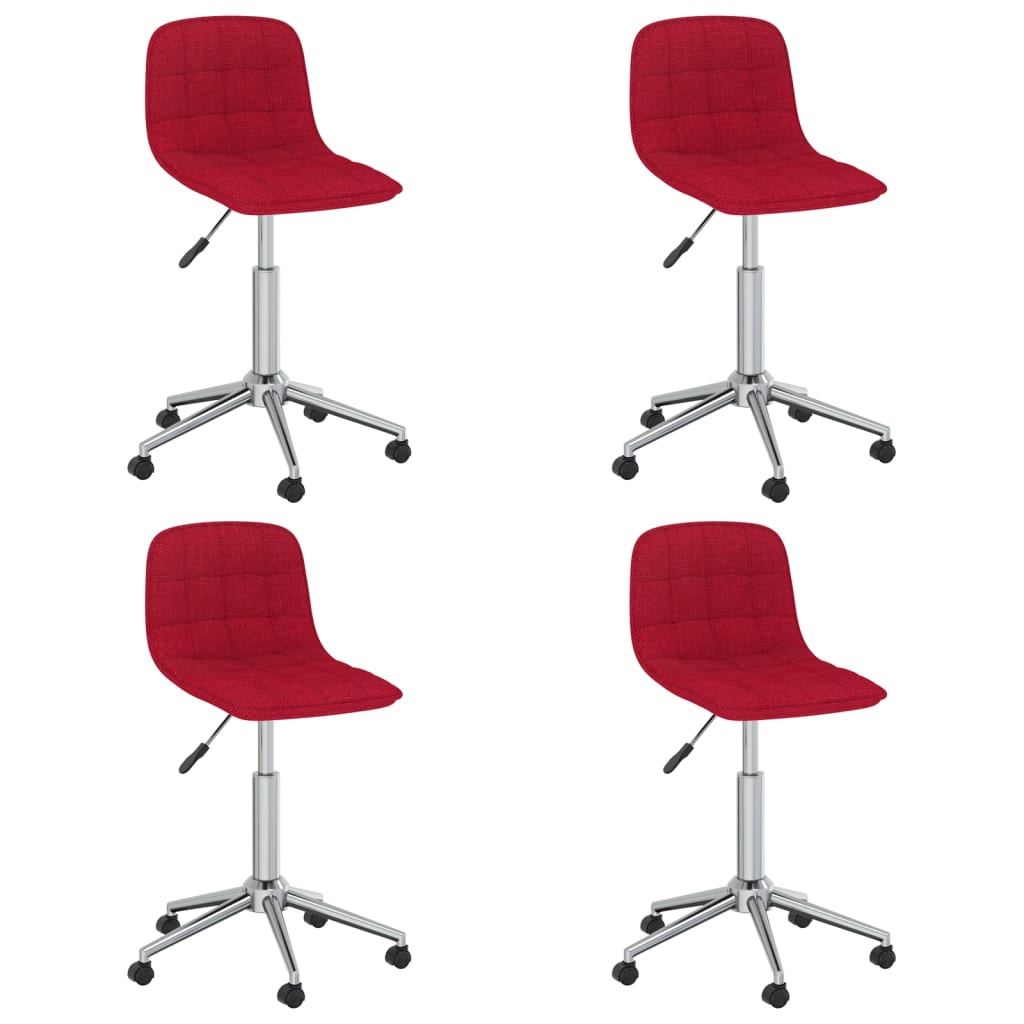 Chaises pivotantes à manger lot de 4 rouge bordeaux tissu