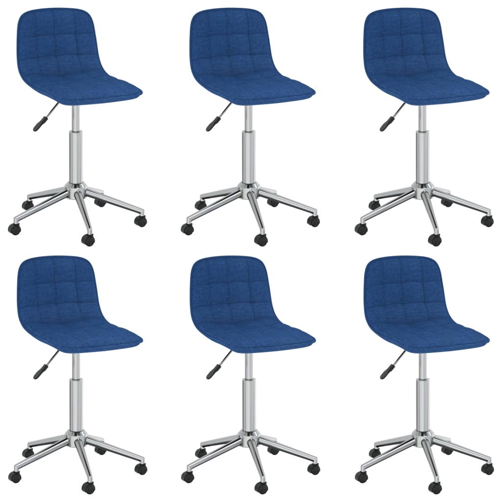 Chaises pivotantes à manger lot de 6 bleu tissu