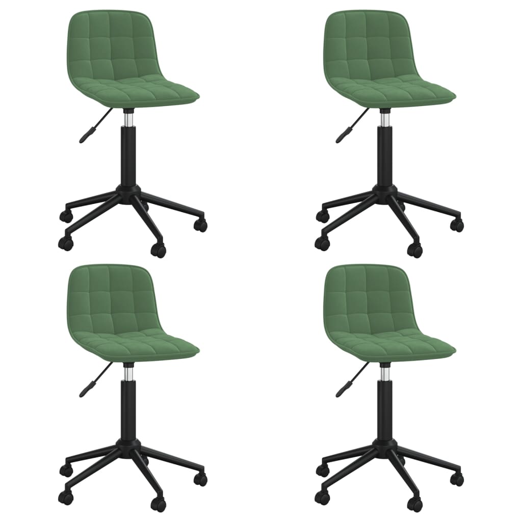 Chaises pivotantes à manger lot de 4 vert foncé velours