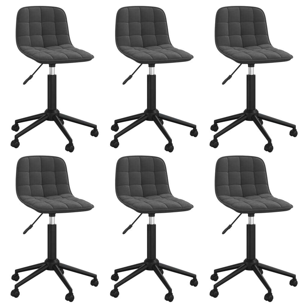 vidaXL Cadeiras de jantar giratórias 6 pcs veludo preto