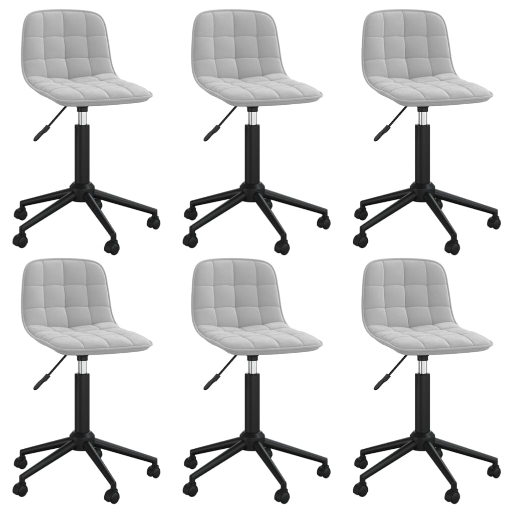 Chaises pivotantes à manger lot de 6 gris clair velours