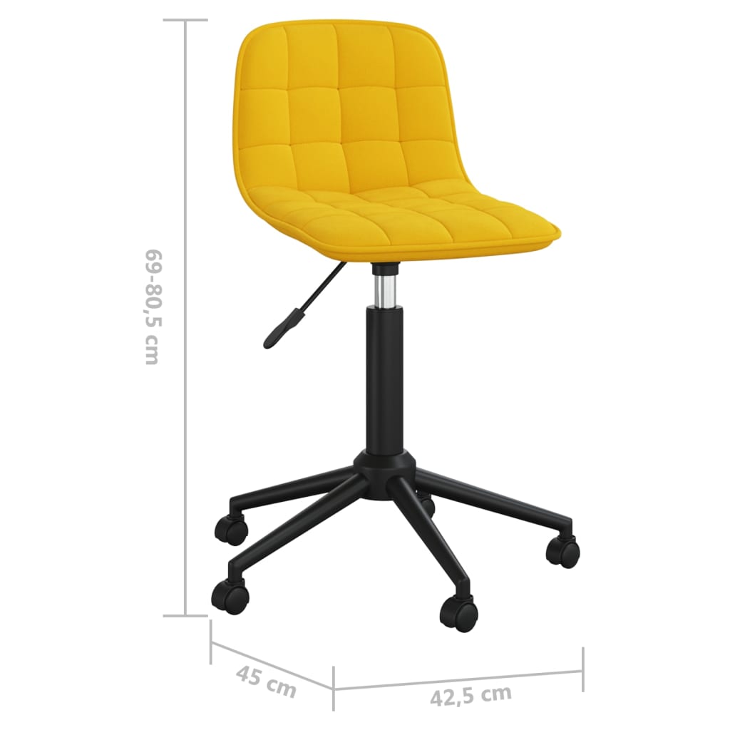 Scaune de sufragerie pivotante 6 buc, galben, catifea