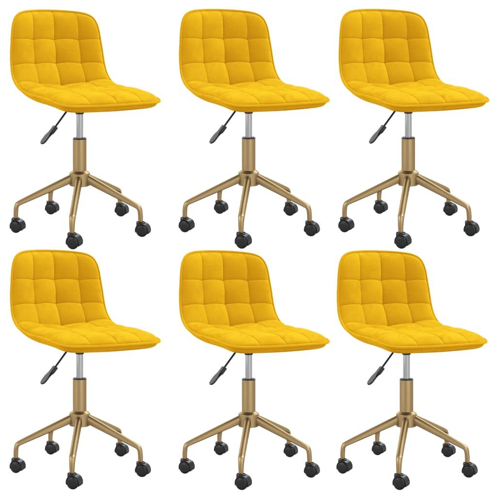 Otočné jídelní židle 6 ks hořčicově žluté samet