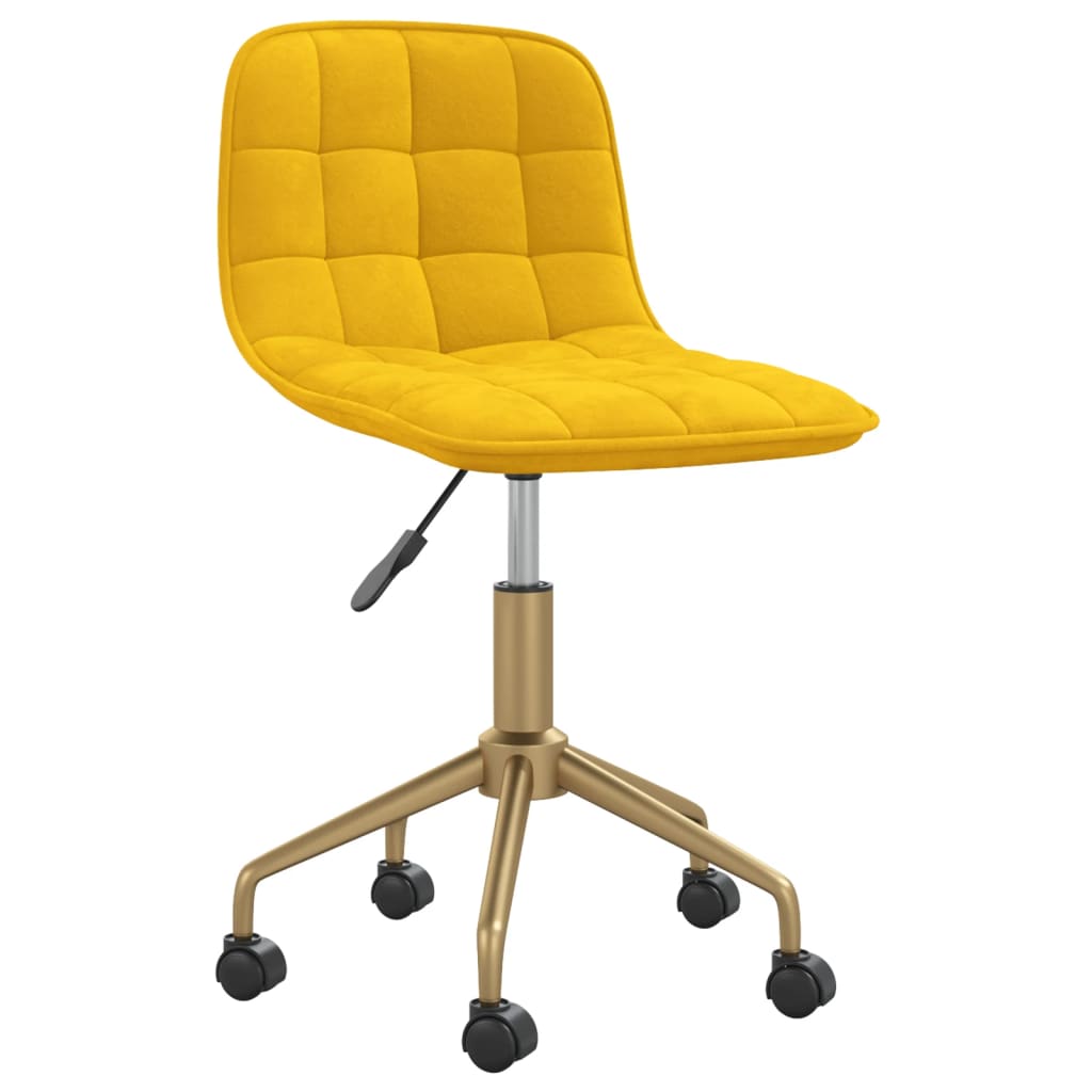 Pasukama biuro kėdė, garstyčių geltona, aksomas (334135)