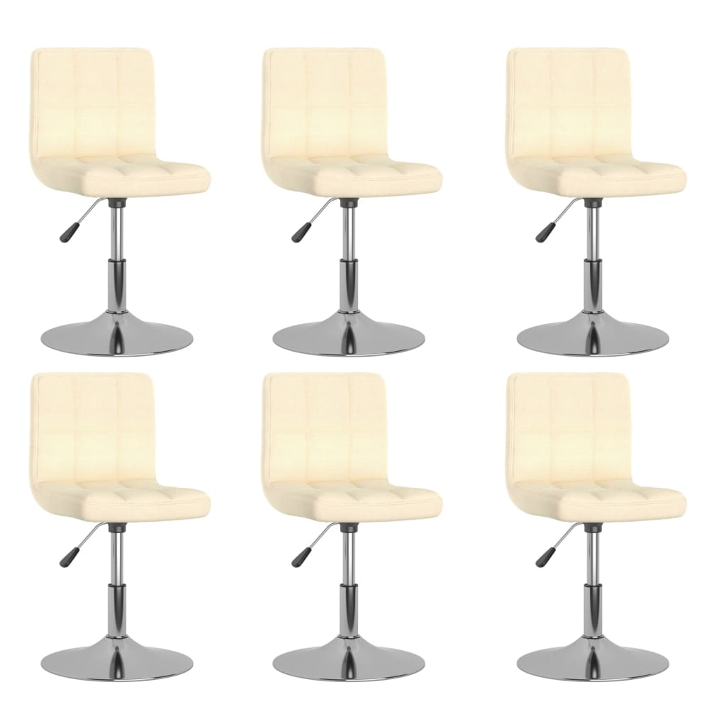 3087460 vidaXL Swivel Dining Chairs 6 pcs Cream Fabric (334211×3)