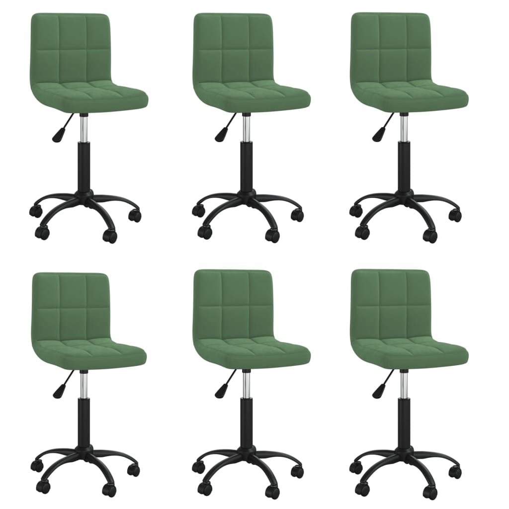 Chaises pivotantes à manger lot de 6 vert foncé velours