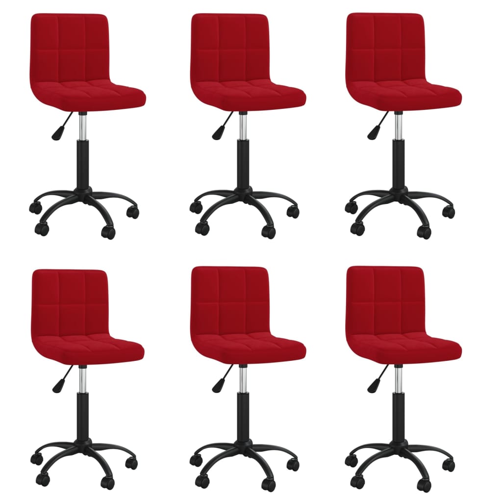 Chaises pivotantes à manger lot de 6 rouge bordeaux velours