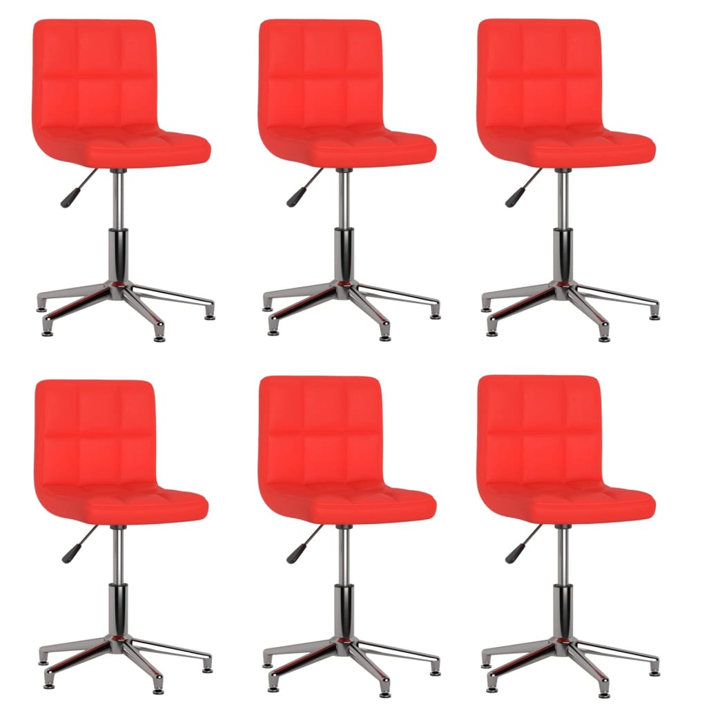 Cadeiras de jantar giratórias 6 pcs couro artificial vermelho