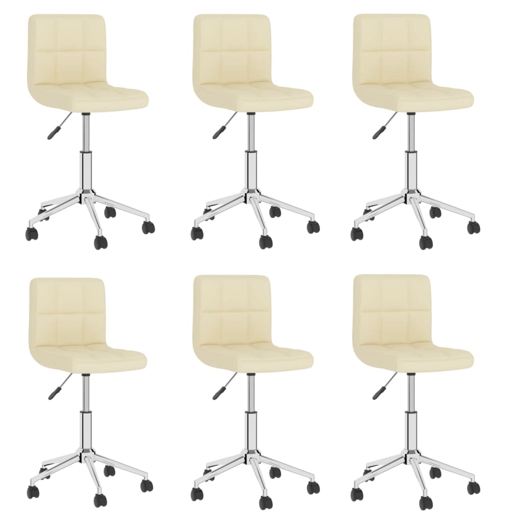 Въртящи се трапезни столове, 6 бр, кремави, текстил
