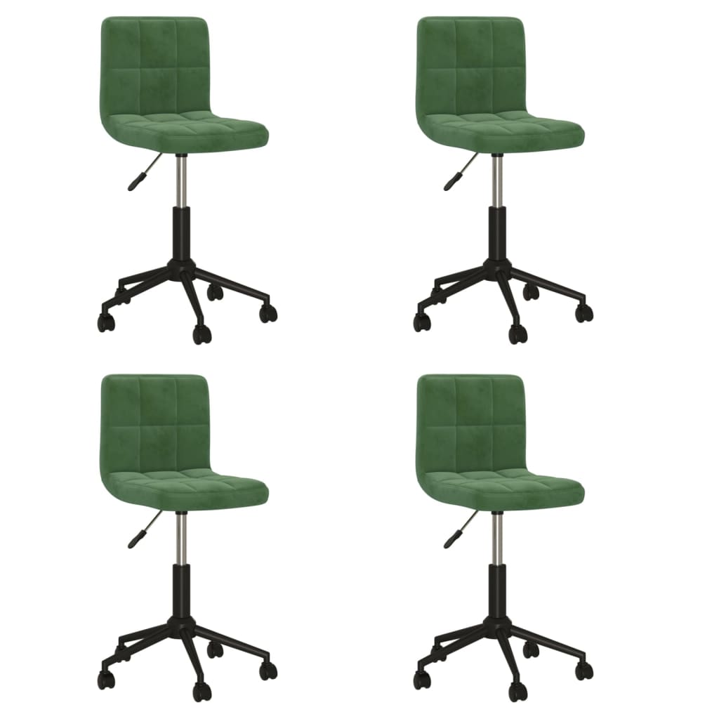 Chaises pivotantes à manger lot de 4 vert foncé velours