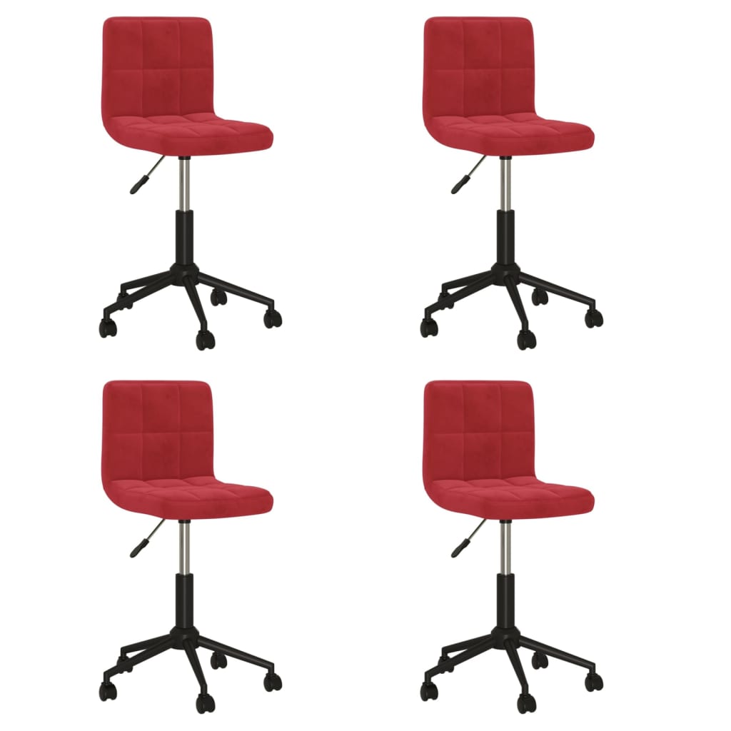 Chaises pivotantes à manger lot de 4 rouge bordeaux velours