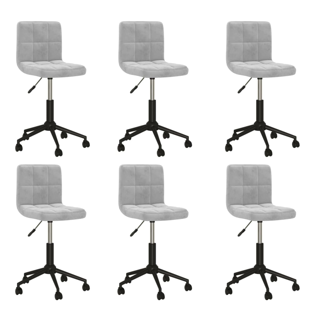 Chaises pivotantes à manger lot de 6 gris clair velours