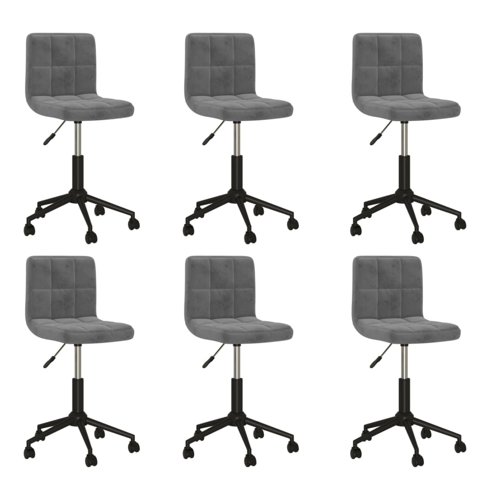 Chaises pivotantes à manger lot de 6 gris foncé velours
