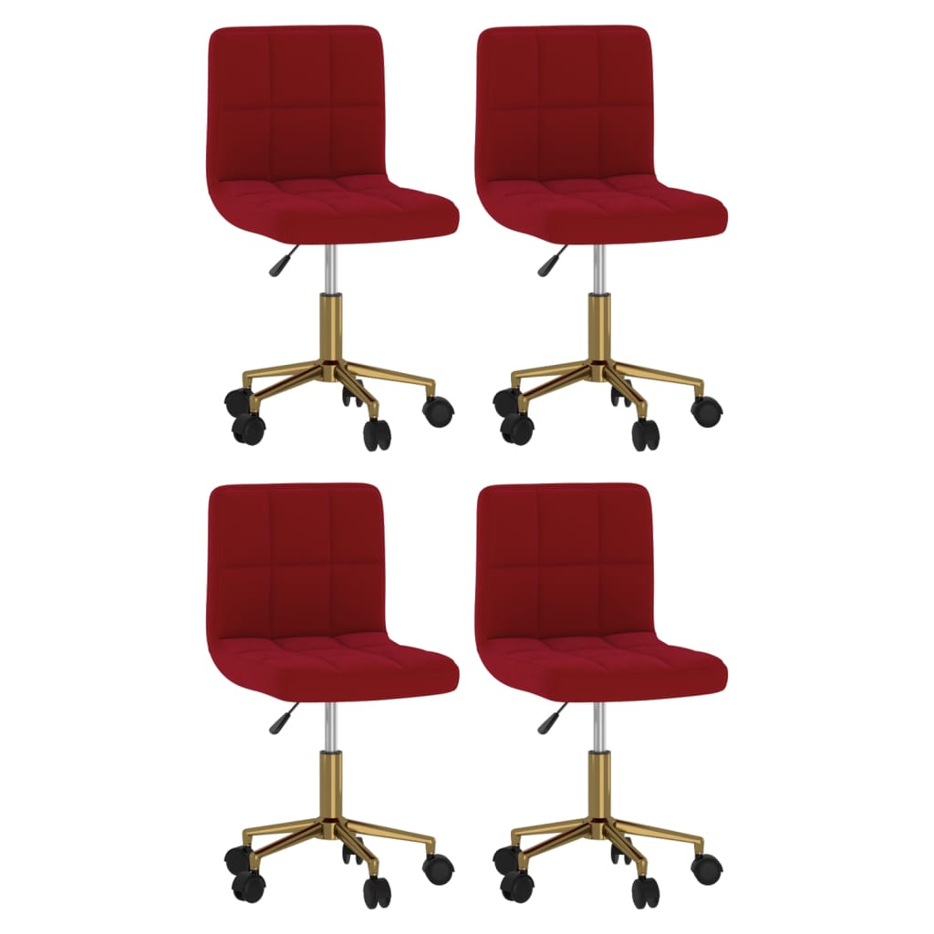 Chaises à manger pivotantes lot de 4 rouge bordeaux velours