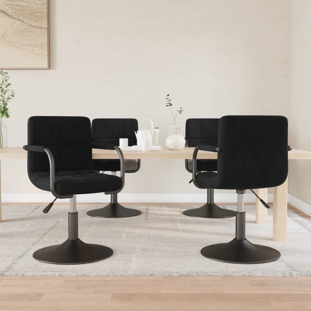 vidaXL Scaune de masă pivotante, 4 buc., negru, catifea