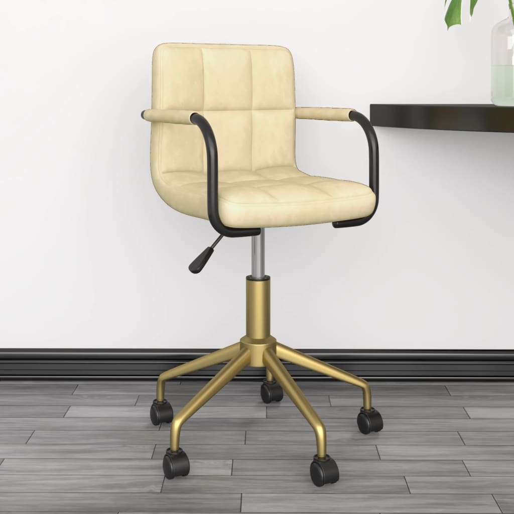 Pasukama biuro kėdė, kreminės spalvos, aksomas (334833)