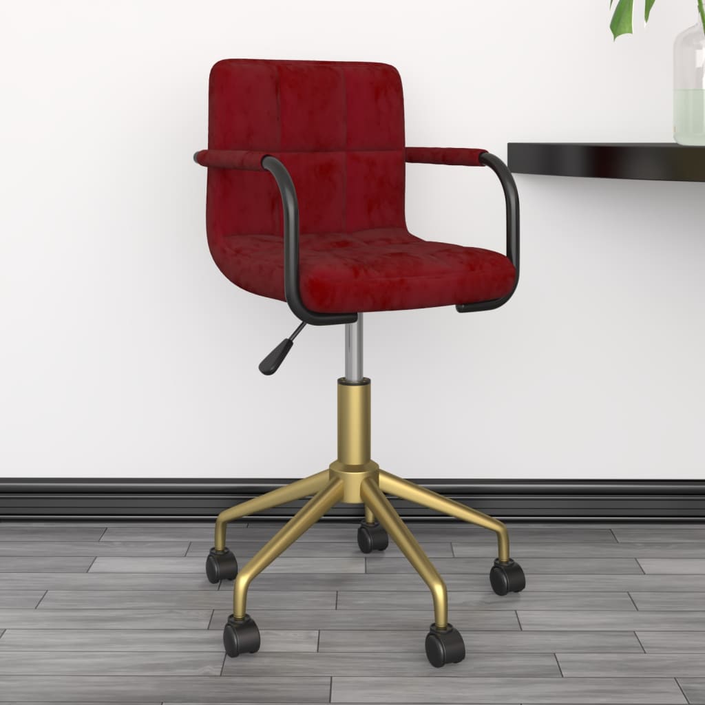 Pasukama biuro kėdė, raudonojo vyno spalvos, aksomas (334840)