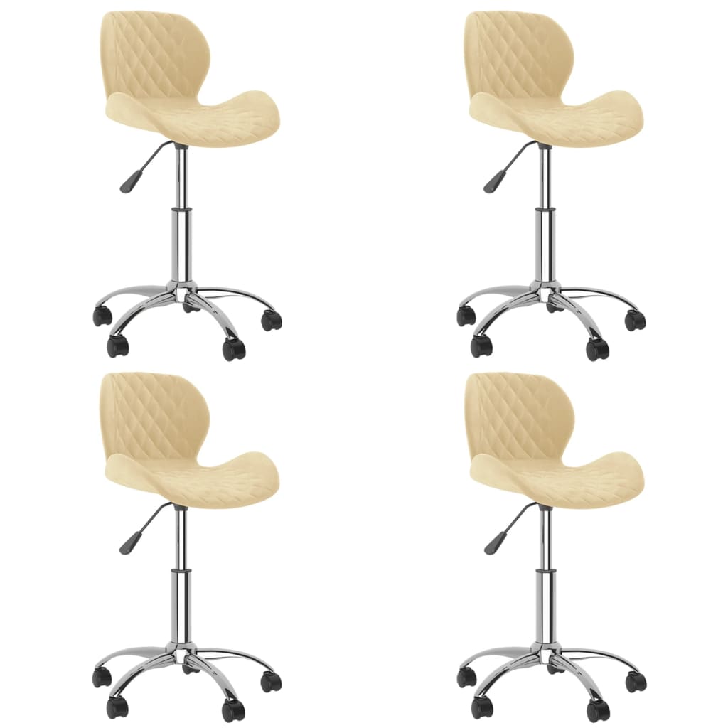 Chaises à dîner pivotantes 4 pcs Crème Velours