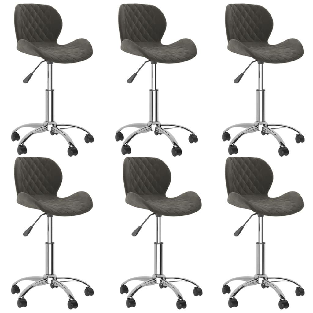 Chaises pivotantes à manger lot de 6 Gris foncé Velours