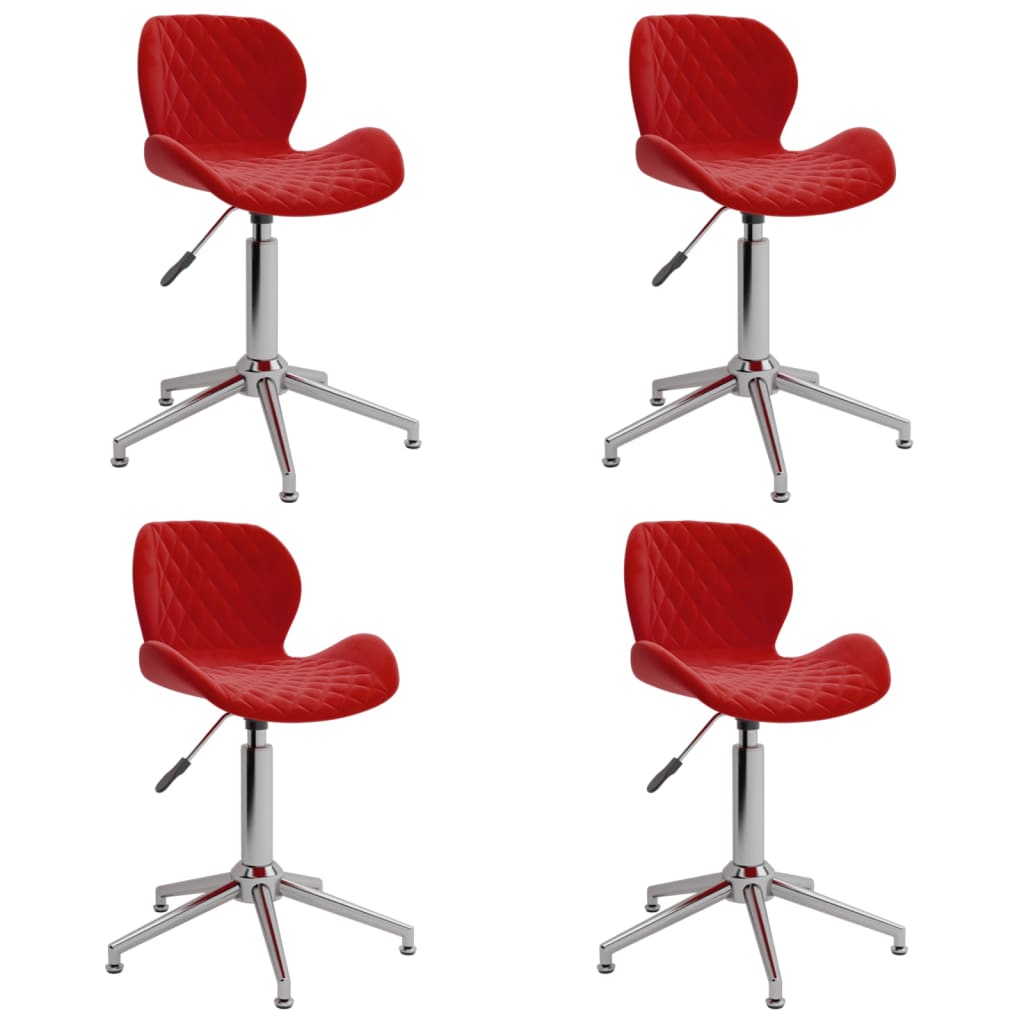 Chaises à manger pivotantes lot de 4 rouge bordeaux velours